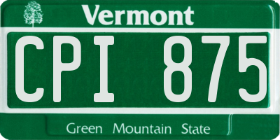 VT license plate CPI875