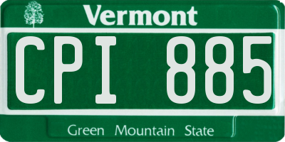 VT license plate CPI885
