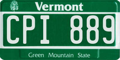 VT license plate CPI889