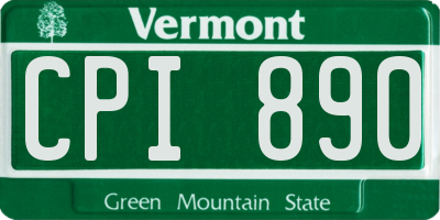 VT license plate CPI890