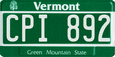 VT license plate CPI892