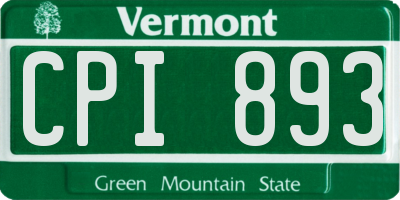 VT license plate CPI893
