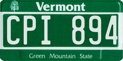 VT license plate CPI894