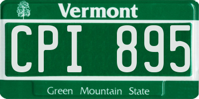 VT license plate CPI895