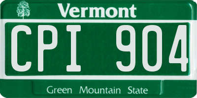 VT license plate CPI904