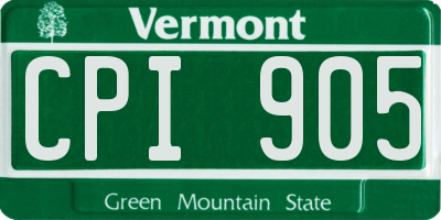 VT license plate CPI905