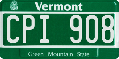 VT license plate CPI908