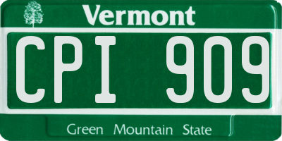 VT license plate CPI909