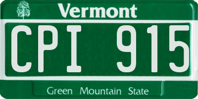VT license plate CPI915