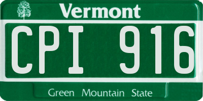 VT license plate CPI916