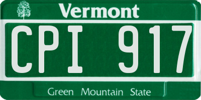 VT license plate CPI917