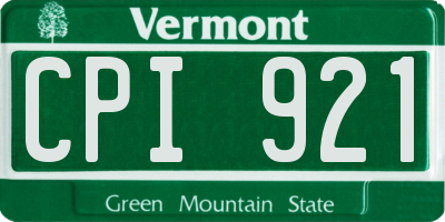 VT license plate CPI921