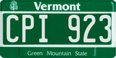 VT license plate CPI923