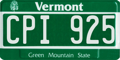 VT license plate CPI925