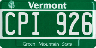 VT license plate CPI926
