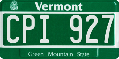 VT license plate CPI927