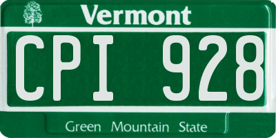 VT license plate CPI928