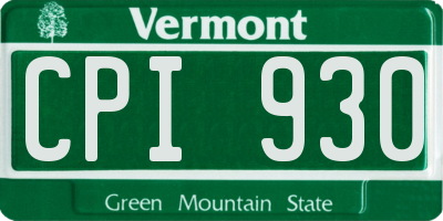 VT license plate CPI930