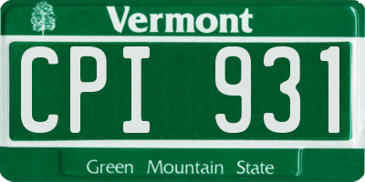 VT license plate CPI931