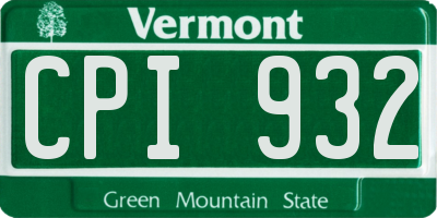 VT license plate CPI932