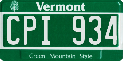 VT license plate CPI934