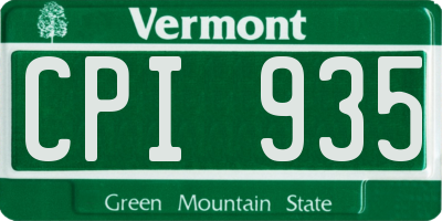 VT license plate CPI935