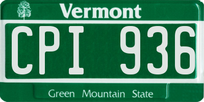 VT license plate CPI936