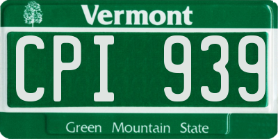 VT license plate CPI939