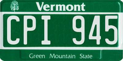 VT license plate CPI945