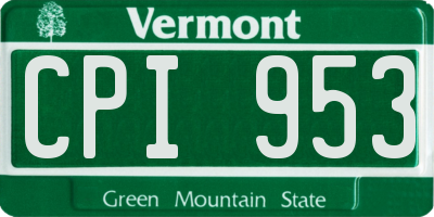 VT license plate CPI953