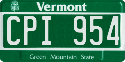 VT license plate CPI954