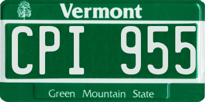 VT license plate CPI955