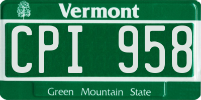 VT license plate CPI958