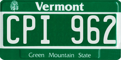 VT license plate CPI962