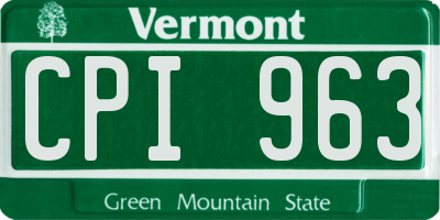 VT license plate CPI963
