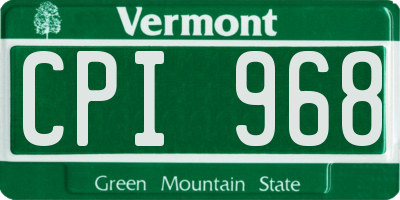 VT license plate CPI968