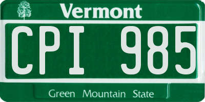VT license plate CPI985
