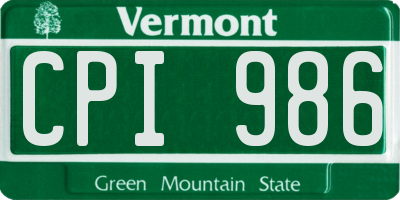 VT license plate CPI986