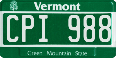 VT license plate CPI988