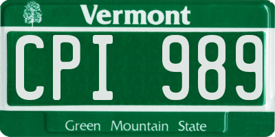 VT license plate CPI989