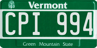 VT license plate CPI994
