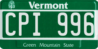 VT license plate CPI996