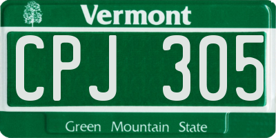 VT license plate CPJ305