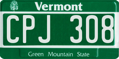 VT license plate CPJ308