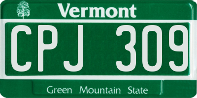 VT license plate CPJ309