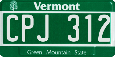 VT license plate CPJ312