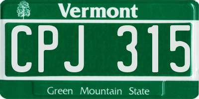 VT license plate CPJ315