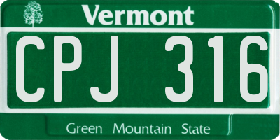 VT license plate CPJ316