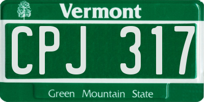 VT license plate CPJ317