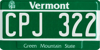 VT license plate CPJ322